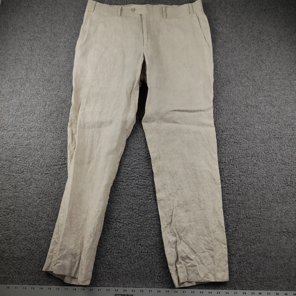 Bar III Linen Pants Mens 36x32 Slim Fit Beige Office Business Yacht EUC